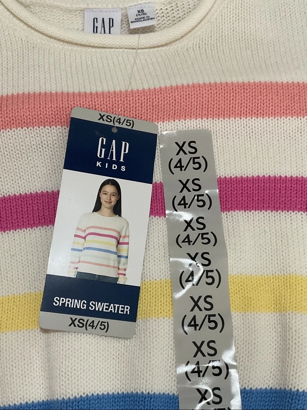 GAP Cream Sweater with Pink, Magenta, Yellow, Blue & Mint Stripes